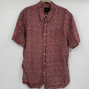 Rails Carson Coastal Wood Block Royal Blaze Linen Blend Floral Shirt XXL Resort